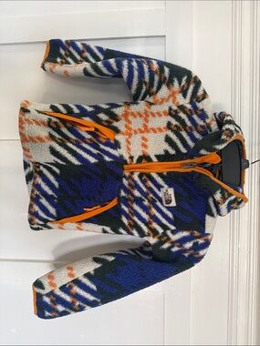 The North Face Blue, Orange, White Patterned Fleece Jacket